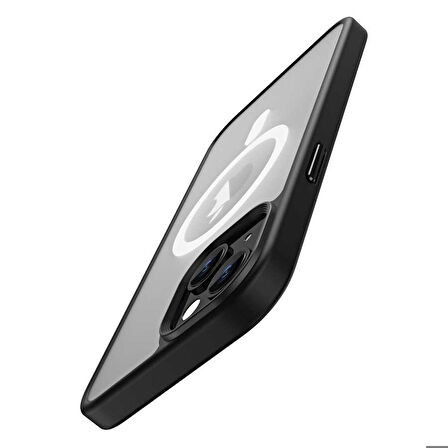 iPhone 14 Plus Uyumlu Wireless Şarj Özellikli Ensueno Hibrit Magsafe Kapak-Mavi