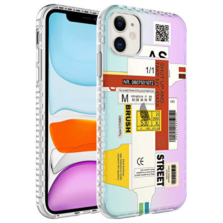 iPhone 11 Uyumlu AirBag Kenarlı Renkli Desenli Silikon Zore Elegans Kılıf-NO2