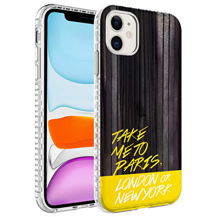 iPhone 11 Uyumlu Airbag Kenarlı Renkli Desenli Silikon Zore Elegans Kapak-NO3