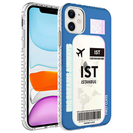 iPhone 11 Uyumlu Airbag Kenarlı Renkli Desenli Silikon Zore Elegans Kapak-NO4
