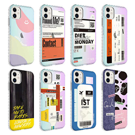 iPhone 11 Uyumlu Airbag Kenarlı Renkli Desenli Silikon Zore Elegans Kapak-NO8