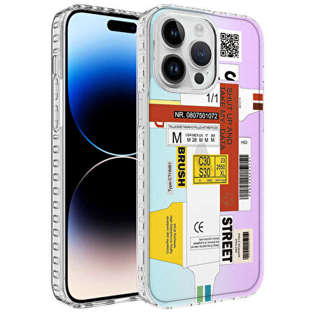 iPhone 12 Pro Max Uyumlu Airbag Kenarlı Renkli Desenli Silikon Zore Elegans Kapak-NO2