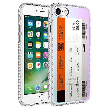 iPhone SE 2020 Uyumlu Airbag Kenarlı Renkli Desenli Silikon Zore Elegans Kapak-NO1