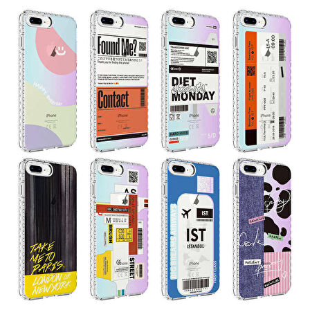 iPhone 7 Plus Uyumlu Airbag Kenarlı Renkli Desenli Silikon Zore Elegans Kapak-NO8