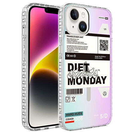 iPhone 14 Uyumlu AirBag Kenarlı Renkli Desenli Silikon Zore Elegans Kılıf-NO5