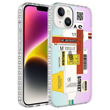 iPhone 14 Plus Uyumlu AirBag Kenarlı Renkli Desenli Silikon Zore Elegans Kılıf-NO2