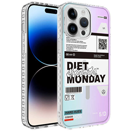 iPhone 14 Pro Uyumlu AirBag Kenarlı Renkli Desenli Silikon Zore Elegans Kılıf-NO5