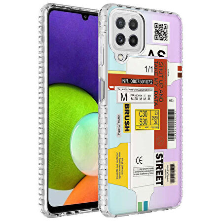 Galaxy M32 Uyumlu Airbag Kenarlı Renkli Desenli Silikon Zore Elegans Kapak-NO2