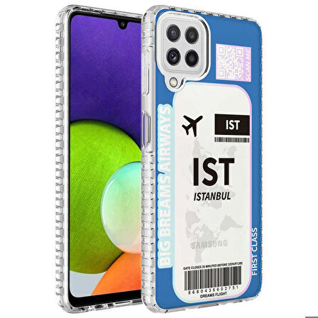 Galaxy A22 4G Uyumlu Airbag Kenarlı Renkli Desenli Silikon Zore Elegans Kapak-NO4
