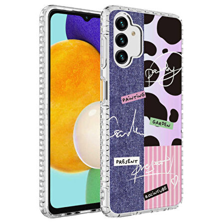 Galaxy A13 4G Uyumlu Airbag Kenarlı Renkli Desenli Silikon Zore Elegans Kapak-NO8