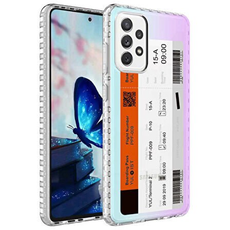 Galaxy A73 Uyumlu Airbag Kenarlı Renkli Desenli Silikon Zore Elegans Kapak-NO1