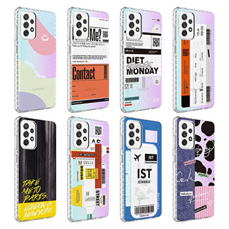 Galaxy A72 Uyumlu Airbag Kenarlı Renkli Desenli Silikon Zore Elegans Kapak-NO6