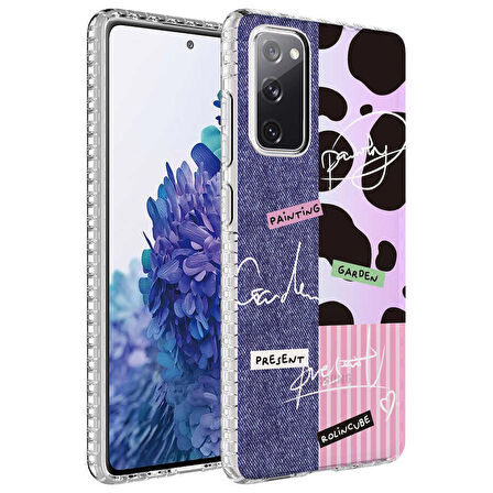 Galaxy S20 FE Uyumlu Airbag Kenarlı Renkli Desenli Silikon Zore Elegans Kapak-NO8