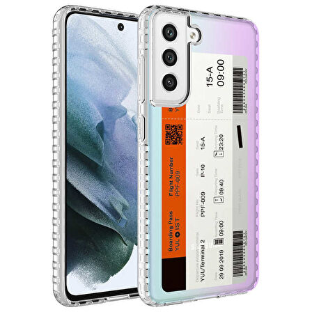 Galaxy S21 FE Uyumlu AirBag Kenarlı Renkli Desenli Silikon Zore Elegans Kılıf-NO1