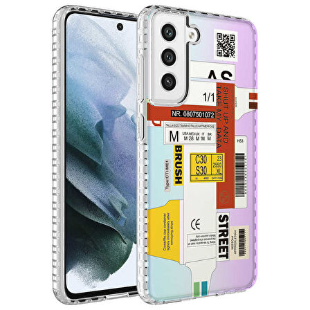 Galaxy S21 FE Uyumlu AirBag Kenarlı Renkli Desenli Silikon Zore Elegans Kılıf-NO2