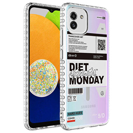 Galaxy A03 Uyumlu Airbag Kenarlı Renkli Desenli Silikon Zore Elegans Kapak-NO5