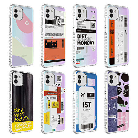 Galaxy A03 Uyumlu Airbag Kenarlı Renkli Desenli Silikon Zore Elegans Kapak-NO6