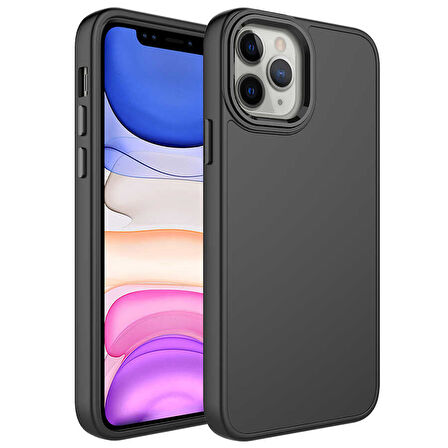 iPhone 12 Pro Max Uyumlu Metal Çerçeve ve Buton Tasarımlı Silikon Zore Luna Kılıf-Siyah