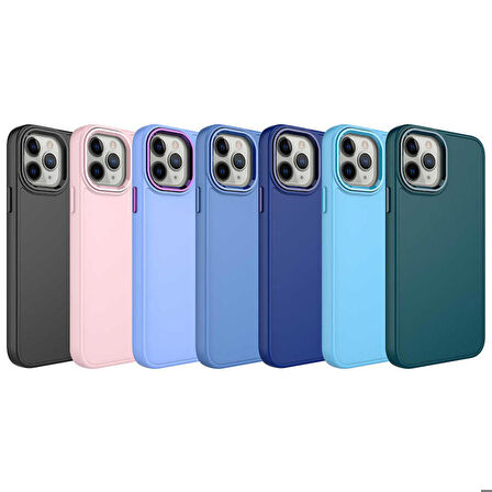 iPhone 12 Pro Max Uyumlu Metal Çerçeve ve Buton Tasarımlı Silikon Ensueno Luna Kapak-Lavendery Gr