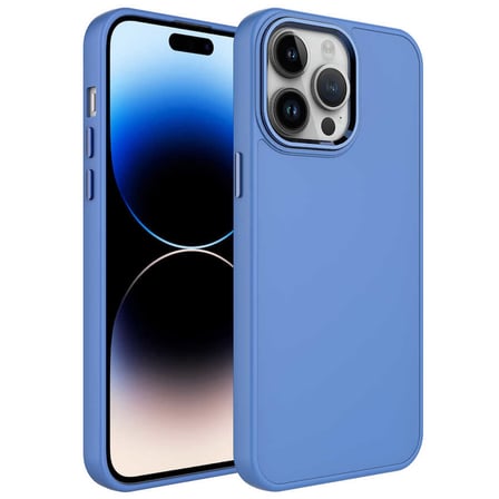 iPhone 13 Pro Uyumlu Metal Çerçeve ve Buton Tasarımlı Silikon NRTK Luna Kılıf-Lavendery Gray