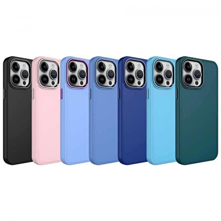 Apple iPhone 13 Pro Kılıf Metal Çerçeve ve Buton Tasarımlı Silikon Zore Luna Kapak