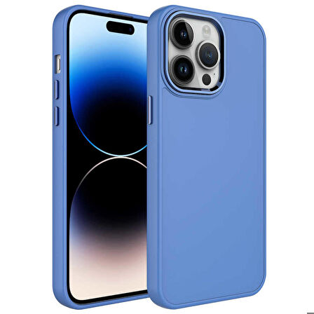 iPhone 14 Pro Max Uyumlu Metal Çerçeve ve Buton Tasarımlı Silikon Zore Luna Kapak-Lavendery Gr