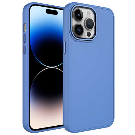 iPhone 14 Pro Max Uyumlu Metal Çerçeve ve Buton Tasarımlı Silikon Zore Luna Kılıf-Lavendery Gr