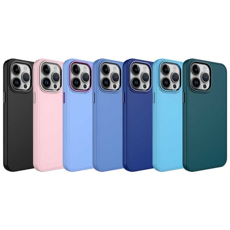 iPhone 14 Pro Uyumlu Metal Çerçeve ve Buton Tasarımlı Silikon Zore Luna Kılıf-Lila