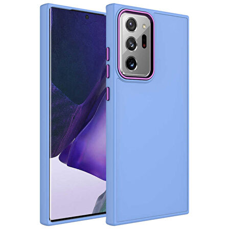 Galaxy Note 20 Ultra Uyumlu Metal Çerçeve ve Buton Tasarımlı Silikon Zore Luna Kapak-Lila