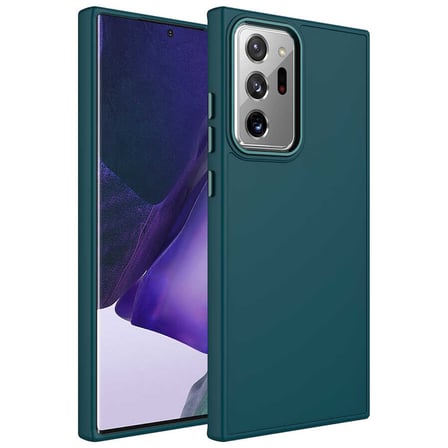 Galaxy Note 20 Ultra Uyumlu Metal Çerçeve ve Buton Tasarımlı Silikon NRTK Luna Kılıf-Koyu Ye