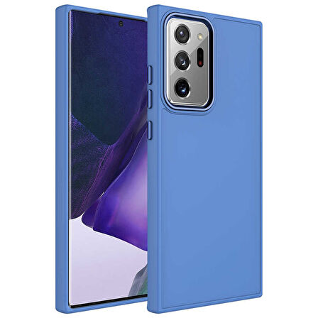 Galaxy Note 20 Ultra Uyumlu Metal Çerçeve ve Buton Tasarımlı Silikon Zore Luna Kılıf-Lavende