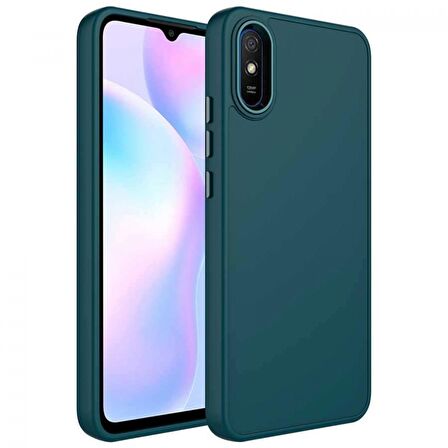 Xiaomi Redmi 9A Kılıf Metal Çerçeve ve Buton Tasarımlı Silikon Zore Luna Kapak