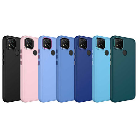 Xiaomi Redmi 10A Kılıf Metal Çerçeve ve Buton Tasarımlı Silikon Zore Luna Kapak-Lavendery Gray
