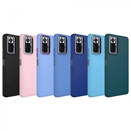 Xiaomi Redmi Note 10 Pro Kılıf Metal Çerçeve ve Buton Tasarımlı Silikon Zore Luna Kapak
