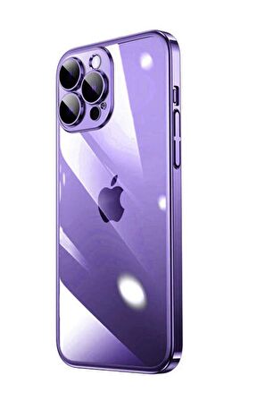 Apple iPhone 14 Pro Kılıf Kamera Korumalı Şeffaf Renkli Çerçeveli Sert PC Lüx Kapak 
