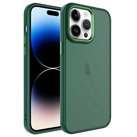 Apple iPhone 14 Pro Max Kılıf Buzlu Sert PC Zore May Kapak-Koyu Yeşil