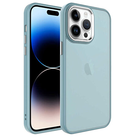 iPhone 14 Pro Uyumlu Buzlu Sert PC Zore May Kılıf-Mavi