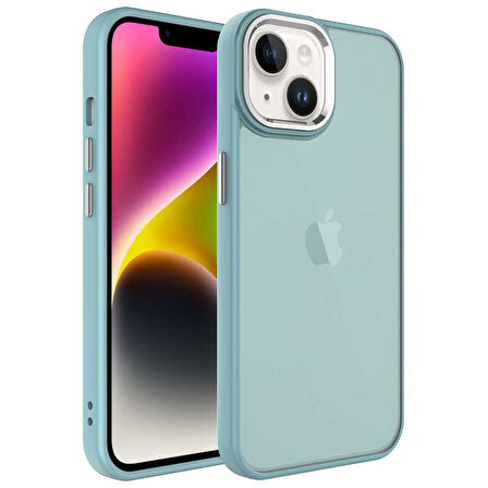 iPhone 14 Plus Uyumlu Buzlu Sert PC Zore May Kılıf-Mavi