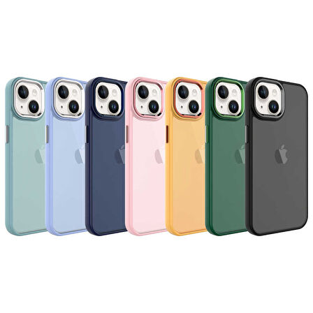 iPhone 14 Plus Uyumlu Buzlu Sert PC Zore May Kılıf-Mavi