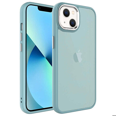 iPhone 13 Uyumlu Buzlu Sert PC Zore May Kapak-Mavi