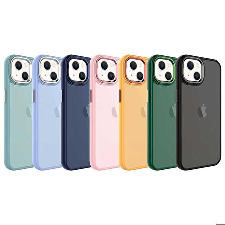 iPhone 13 Uyumlu Buzlu Sert PC Zore May Kapak-Mavi