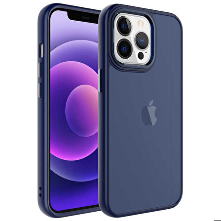 iPhone 13 Pro Max Uyumlu Buzlu Sert PC Zore May Kapak-Lacivert