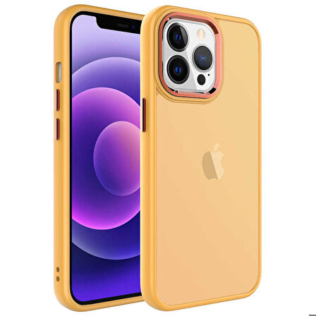 iPhone 13 Pro Max Uyumlu Buzlu Sert PC Zore May Kapak-Turuncu