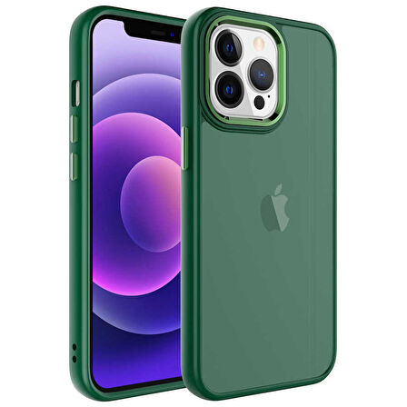 iPhone 13 Pro Max Uyumlu Buzlu Sert PC Zore May Kapak-Koyu Yeşil