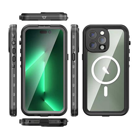 iPhone 14 Pro Max Uyumlu 1-1 Su Geçirmez Kılıf-Siyah