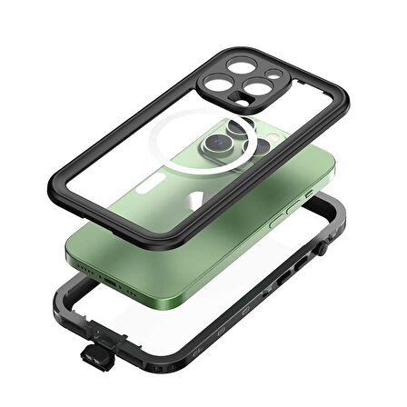 iPhone 14 Pro Uyumlu 1-1 Su Geçirmez Kılıf-Siyah