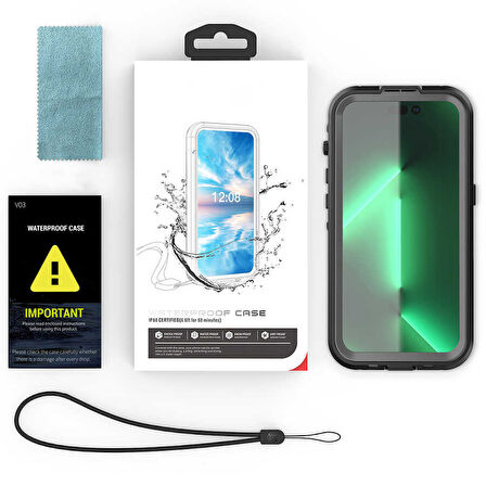 iPhone 14 Pro Uyumlu 1-1 Su Geçirmez Kılıf-Siyah