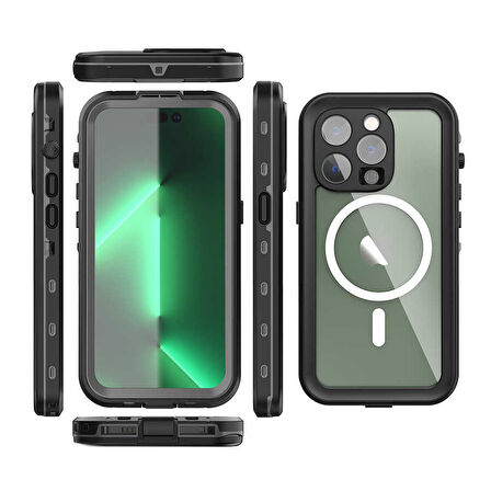 Apple iPhone 14 Pro Kılıf 1-1 Su Geçirmez Kılıf-Siyah