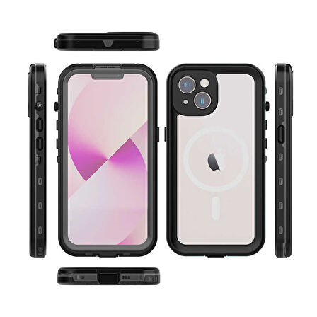 iPhone 14 Plus Uyumlu 1-1 Su Geçirmez Kılıf-Siyah