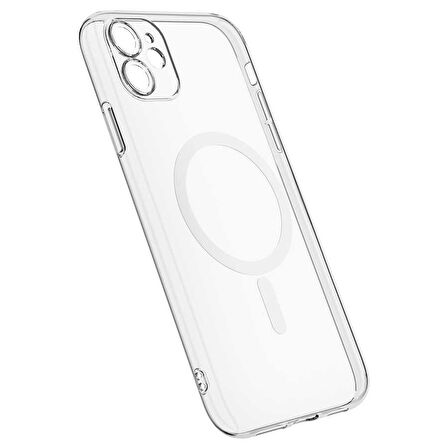 Apple iPhone 11 Kılıf Kamera Korumalı Magsafe Sert PC Zore Porto Kapak-Renksiz